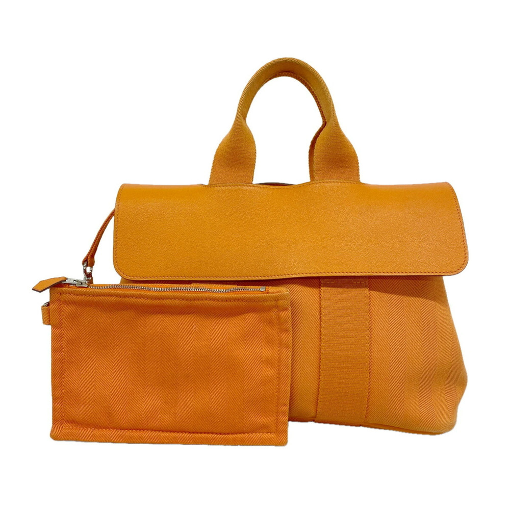 Hermes Valparaiso PM Tote Bag, Toile Chevron, Orange, Women's